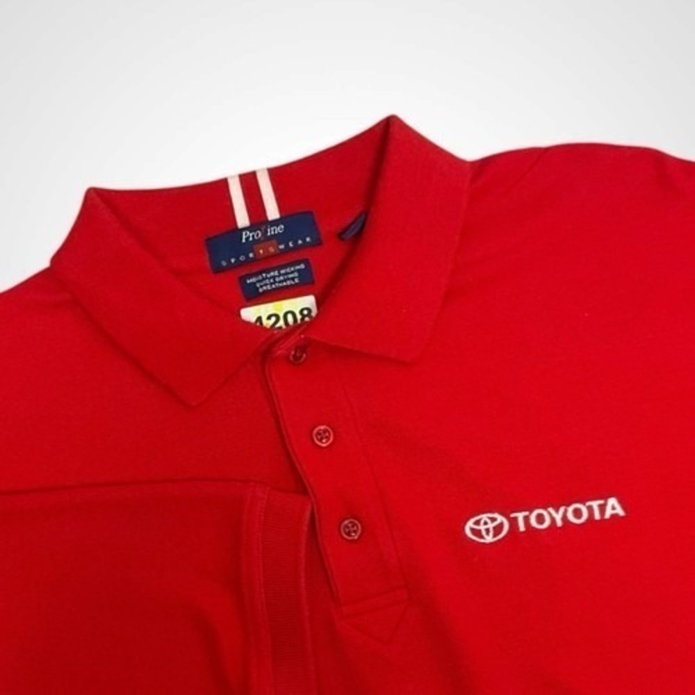 VTG ProLine SportWear Red Toyota Embroidered Logo Polo Shirt Men‎ XL India